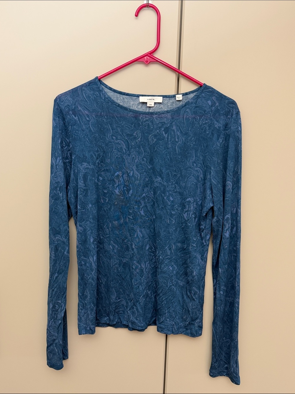 Vince Blue Long-Sleeve Crewneck Top - Size M